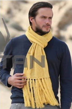 شال گردن مردانه رنگ زرد
