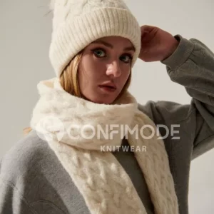 کلاه و شالگردن بافت برجسته زمستانی زنانه